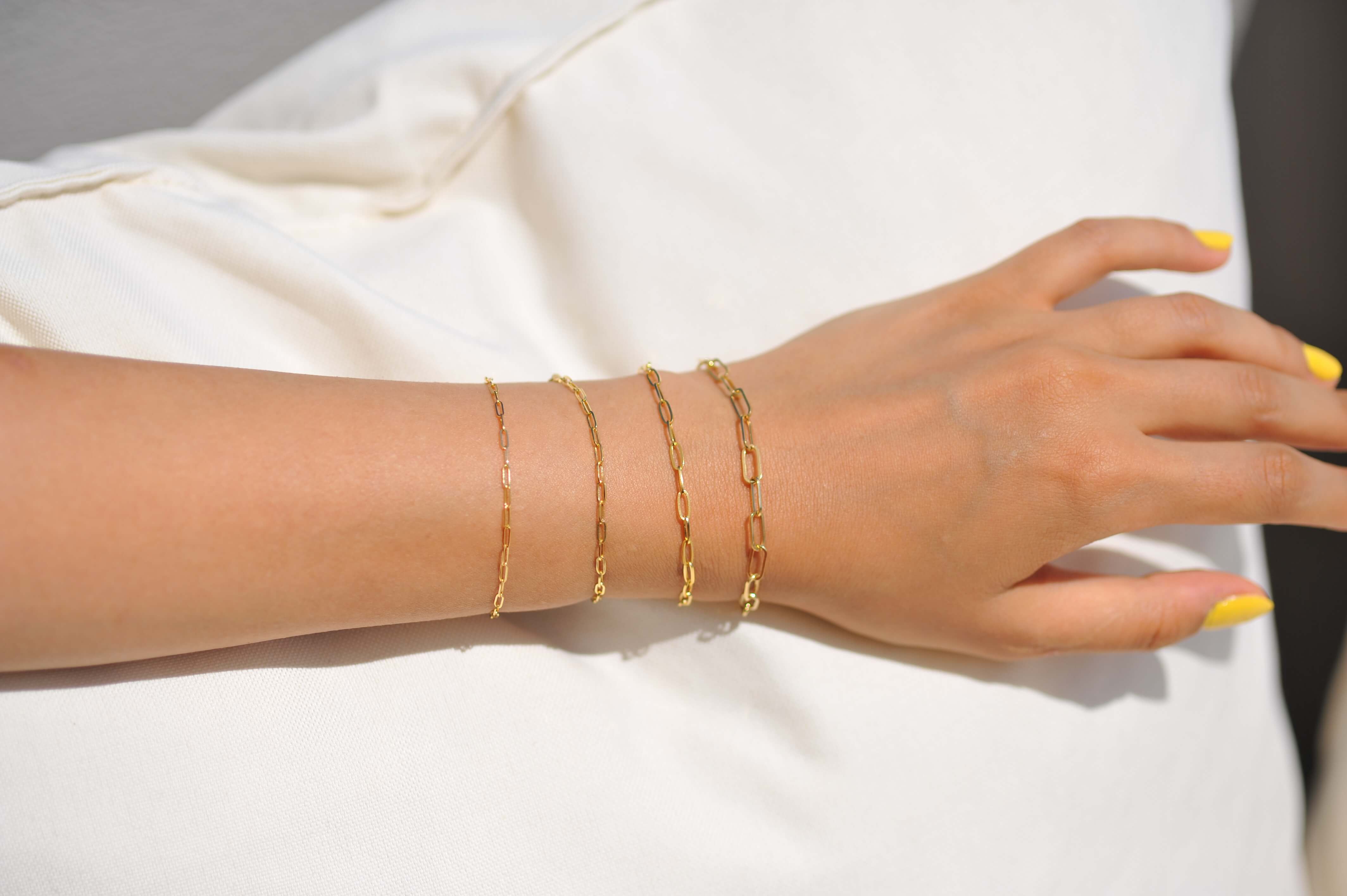14k Gold Paperclip Chain Bracelet